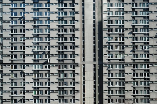 Gray generic brutalist architecture in Warsaw, Poland photo