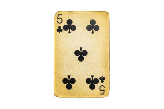 dirty poker card isolated on white photo