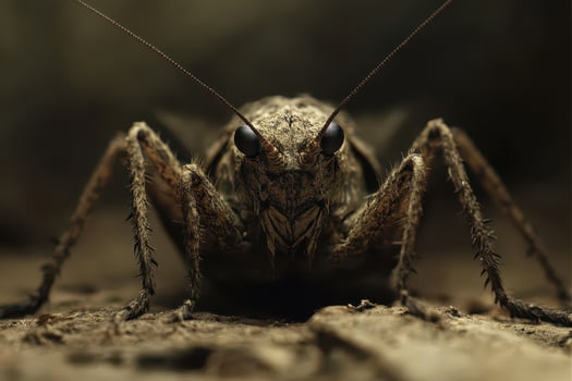 A close up of a grasshopper on the ground photo