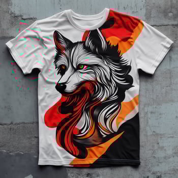 A t - shirt with a wolf head on it photo