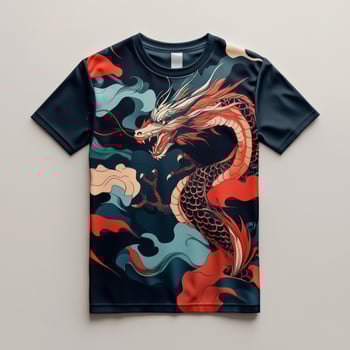 A t - shirt with a dragon design on it photo
