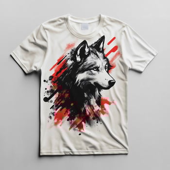 A t - shirt with a wolf design on it photo