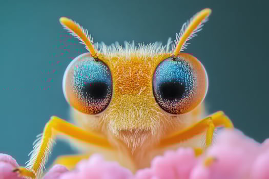 A close up of a yellow insect with big eyes photo