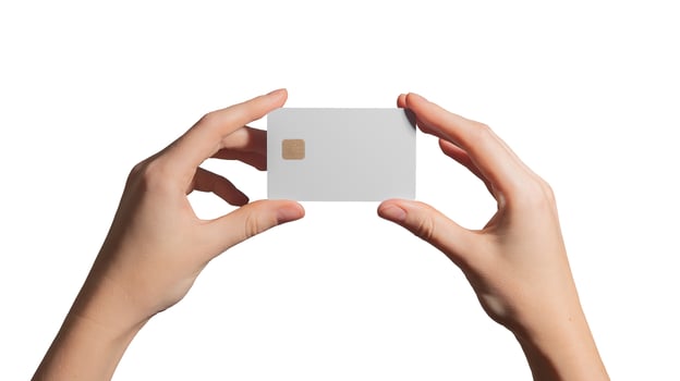 Both hands holding blank credit card, finance and payment concept. Plastic bank card for cashless photo