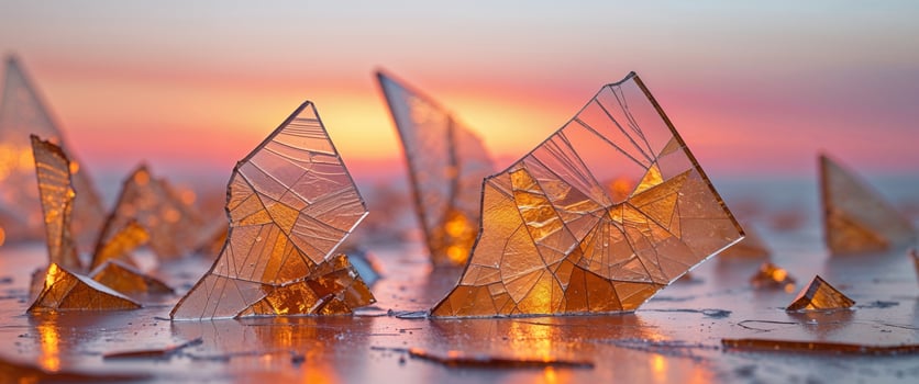 Shattered Glass Sunset Abstract Art Depicting Natural Beauty Beauty photo