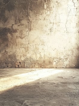 Sunlit Empty Room With Aged Concrete Walls And Floor photo