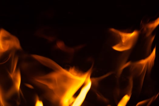 fire flames on black isolated background. photo