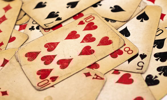 old yellowed poker cards. background or texture. photo