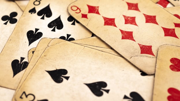 yellowed poker cards. photo