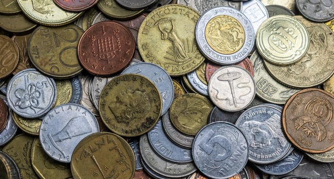 coins from all over the world. background photo