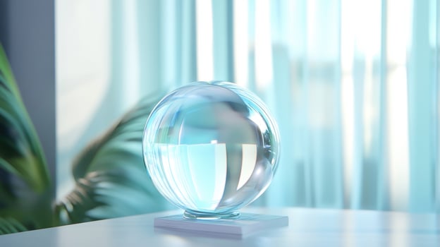 Crystal ball reflecting light in modern interior design setting photo