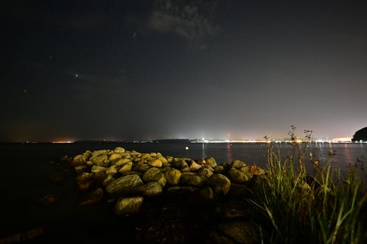 Serene Night by the Water with City Lights photo