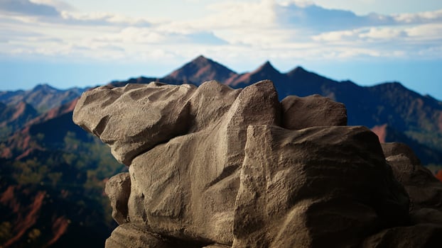 Picturesque mountain summit with rocky foreground showcasing raw beauty of nature. True haven for who crave freedom and thrill of trekking through remote alpine regions. photo
