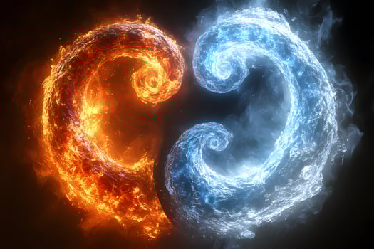 Fiery Inferno and Icy Waters Elemental Contrast for Energy and Harmony Themes photo