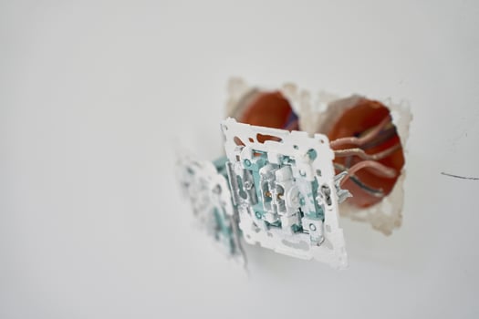 Electrical switches installation during renovation photo