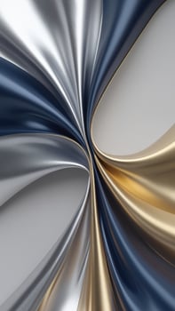 a blue and gold, silk fabric with a ribbon photo