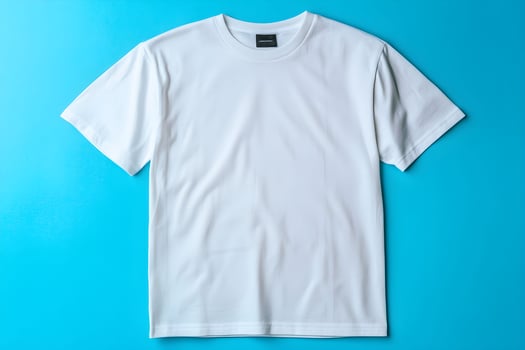 Blank t-shirt for mockup on a vibrant blue background showcasing a trendy, stylish shirt design perfect for fashion branding and merchandising photo