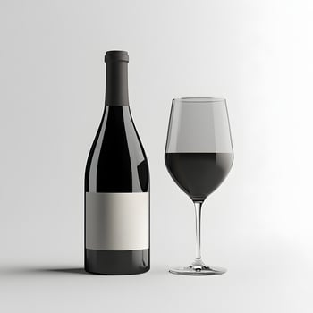 Red Wine Bottle Mockup Blank Label Glass Beverage Drink photo