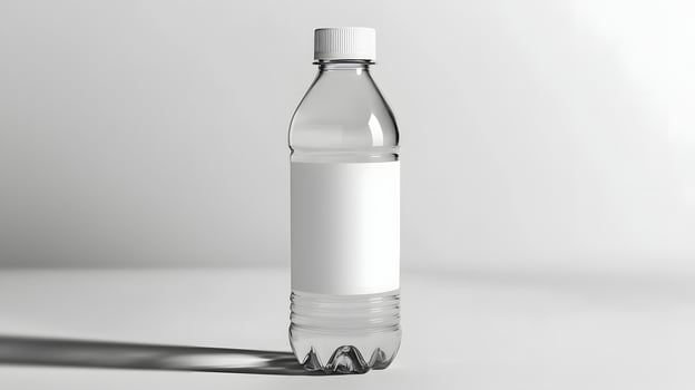 Transparent Plastic Water Bottle Mockup with Blank White Label Studio Shot photo