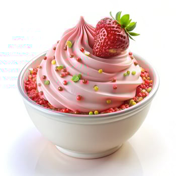 A bowl of strawberry ice cream with sprinkles photo