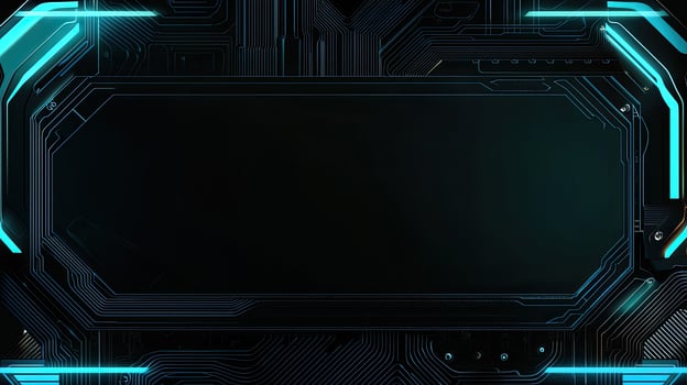 Futuristic Circuit Board with Glowing Blue Accents and Central Copy Space for Technology Designs photo