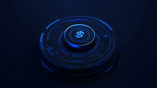 Futuristic Circular Technology with Dollar Sign, Digital Currency, Modern Finance, Fintech, and Blockchain Technology Concept. photo