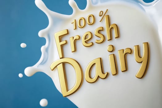 Elegant vintage-style badge featuring fresh dairy design with splash-shaped milk and tasteful typography for branding concepts photo