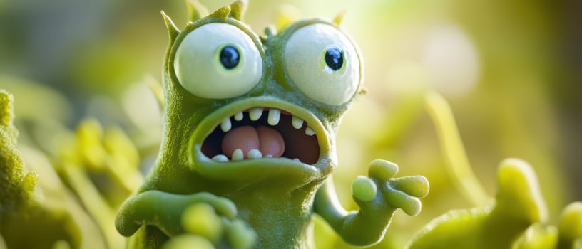 A green monster with big eyes and a big mouth photo