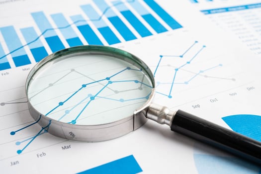 Magnifying glass chart paper. photo