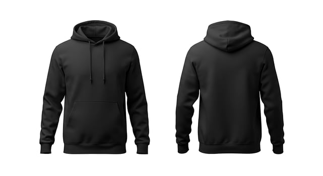 Black Hoodie Front and Back View Mockup for Apparel Branding photo