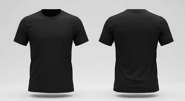 Black T-shirt Mockup Front and Back View for Clothing Design photo