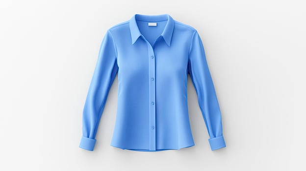 Light Blue Long Sleeve ButtonDown Shirt Isolated on White Background for Fashion and Clothing Mockups photo