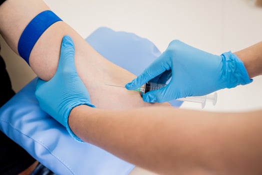 Nurse taking blood sample. Medical equipment. Blood test. photo