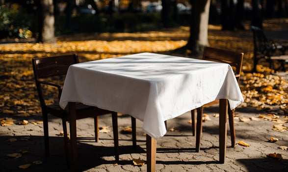 Empty outdoor table in autumn park photo