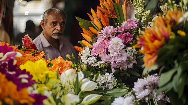 Kolkata Ghat Flower Market vibrant display of blossoms fills the air with colors and fragrance during the bustling morning hours photo