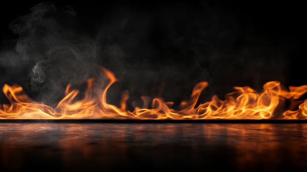 Flames, Smoke, and Reflective Surface photo