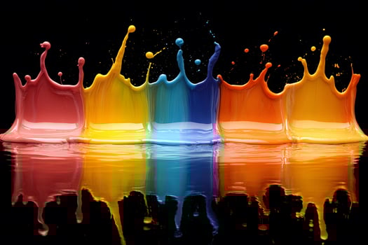 Vibrant Paint Splashes Rainbow Reflection for Art and Creative Design photo