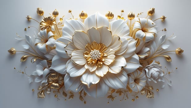 golden flowers on white background photo
