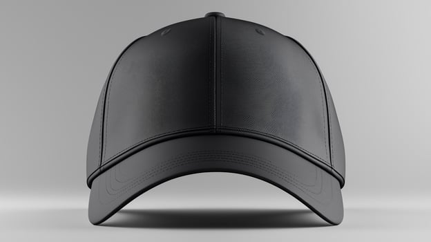 Black sports cap with curved visor and seamless design for modern fashion photo