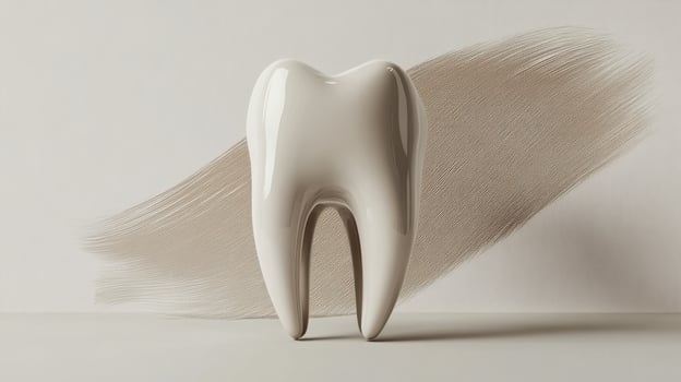 White tooth sculpture on textured background for dental health concept photo