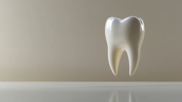 Floating tooth on minimalistic background concept for dental health and hygiene photo