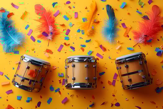 Vibrant Carnival Celebration with Drums, Feathers, and Confetti photo