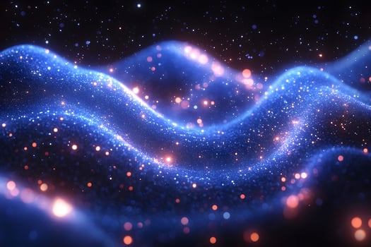 Mesmerizing Cosmic Waves with Glowing Particles for Dreamy Backgrounds and Posters photo