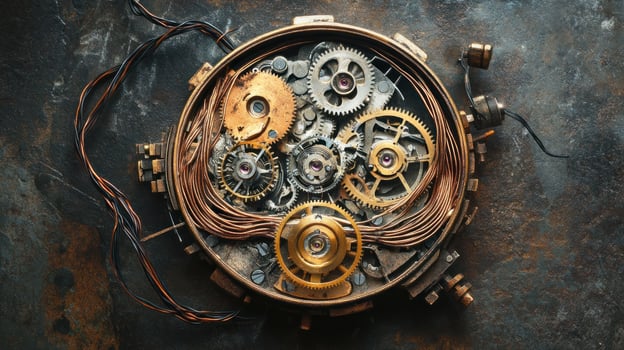 Close-up of Intricate Clockwork Mechanism photo