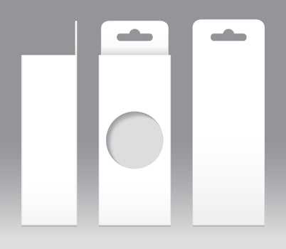 Box Hanging, Box White window shape cut out Packaging photo