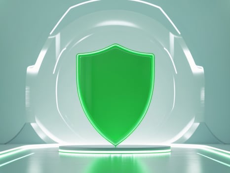 A green shield on a white background photo