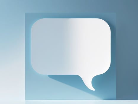 A white speech bubble on a blue background photo