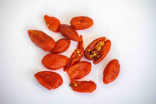 The goji berry, also known as wolfberry pinyin, is the sweet fruit of Lycium barbarum or Lycium chinense, two closely related species of thornbush in the nightshade family, Solanaceae hg77 photo