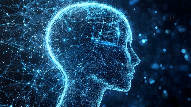Abstract Digital Human Head AI Network Connections Technology Futuristic Concept photo