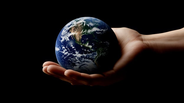 Earth in Hand Protecting Our Planet, Global Responsibility, Environmental Conservation and Sustainable Living Concept photo